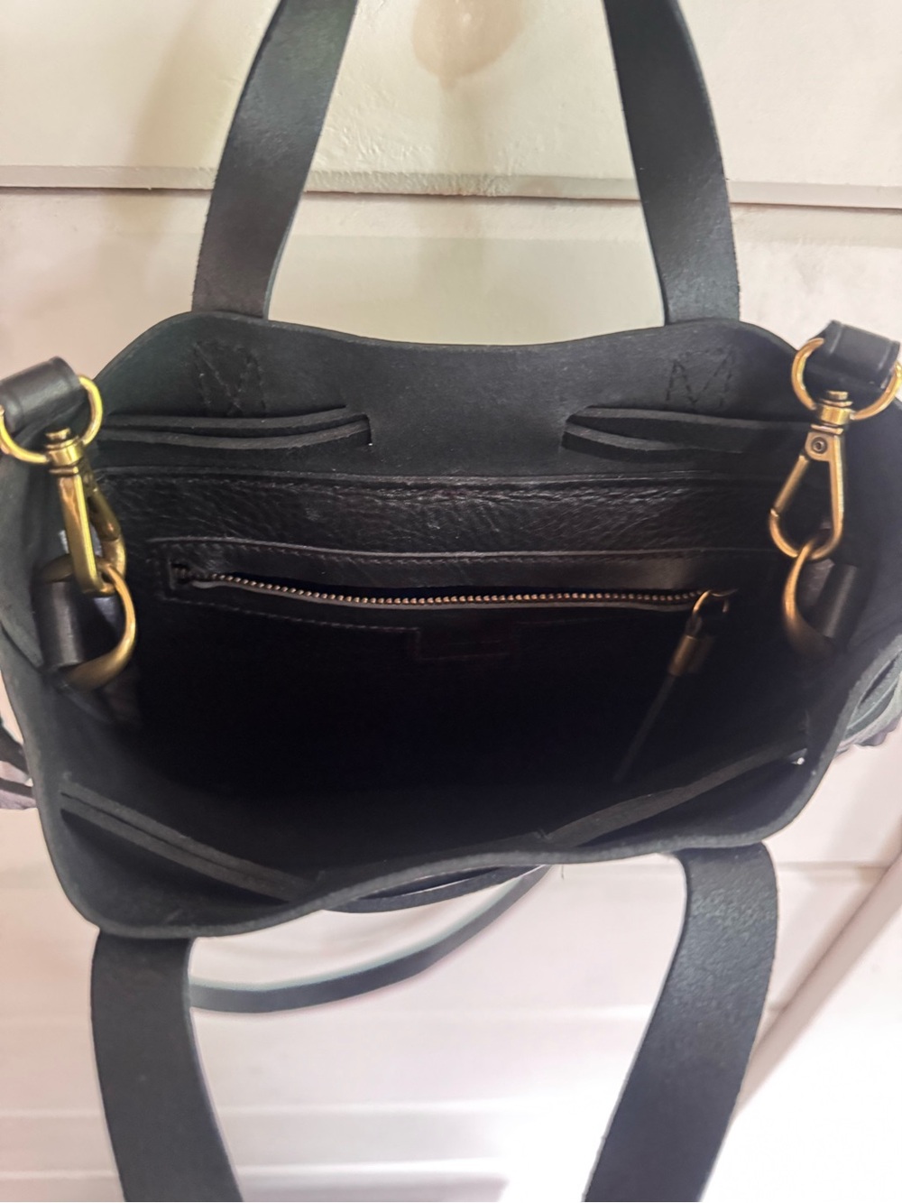 Madewell, black leather transport tote small - Picture 5 of 6